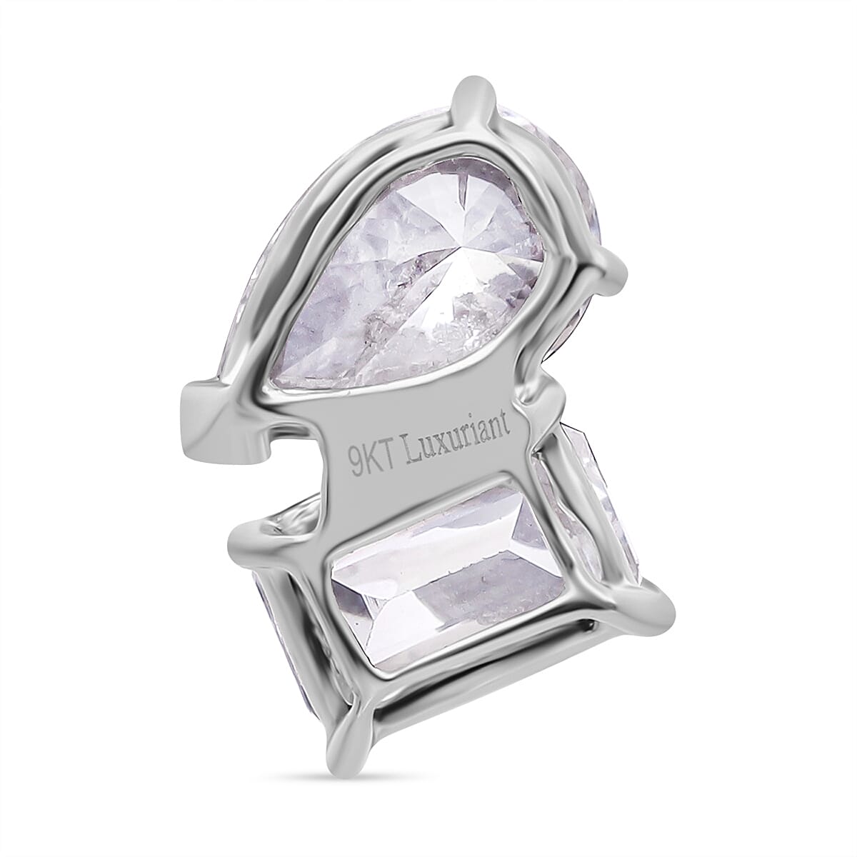 Luxuriant - 9K White Gold SGL Certified (VS-EF) Lab Grown Diamond Emerald & Pear Pendant 2.00 Ct.