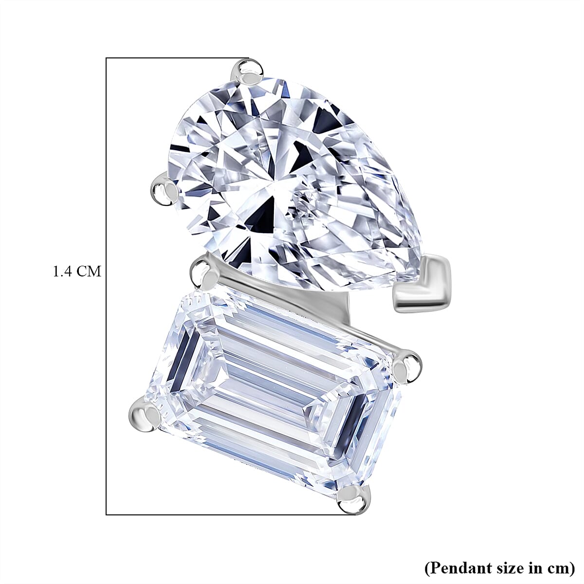 Luxuriant - 9K White Gold SGL Certified (VS-EF) Lab Grown Diamond Emerald & Pear Pendant 2.00 Ct.