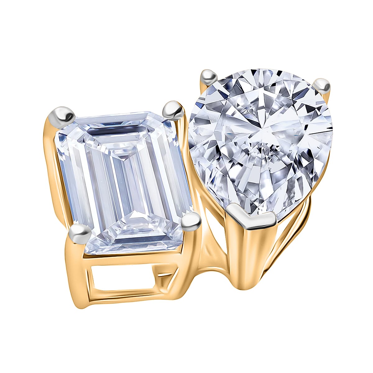 Luxuriant - 9K Yellow Gold SGL Certified (VS-EF) Lab Grown Diamond Emerald & Pear Pendant 2.00 Ct.