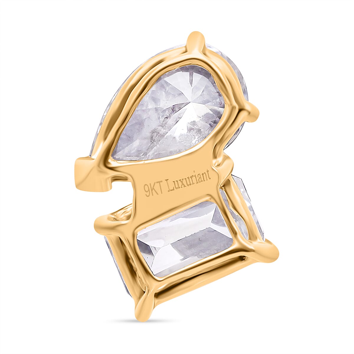 Luxuriant - 9K Yellow Gold SGL Certified (VS-EF) Lab Grown Diamond Emerald & Pear Pendant 2.00 Ct.