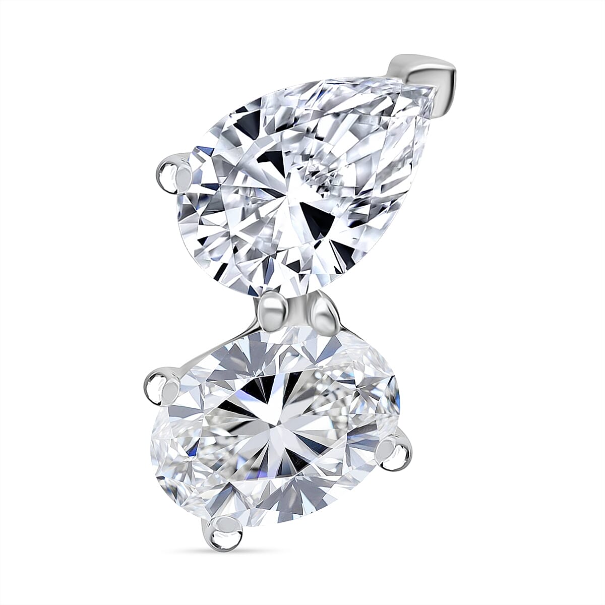 Luxuriant - 9K White Gold SGL Certified (VS-EF) Lab Grown Diamond Oval & Pear Pendant 2.04 Ct.