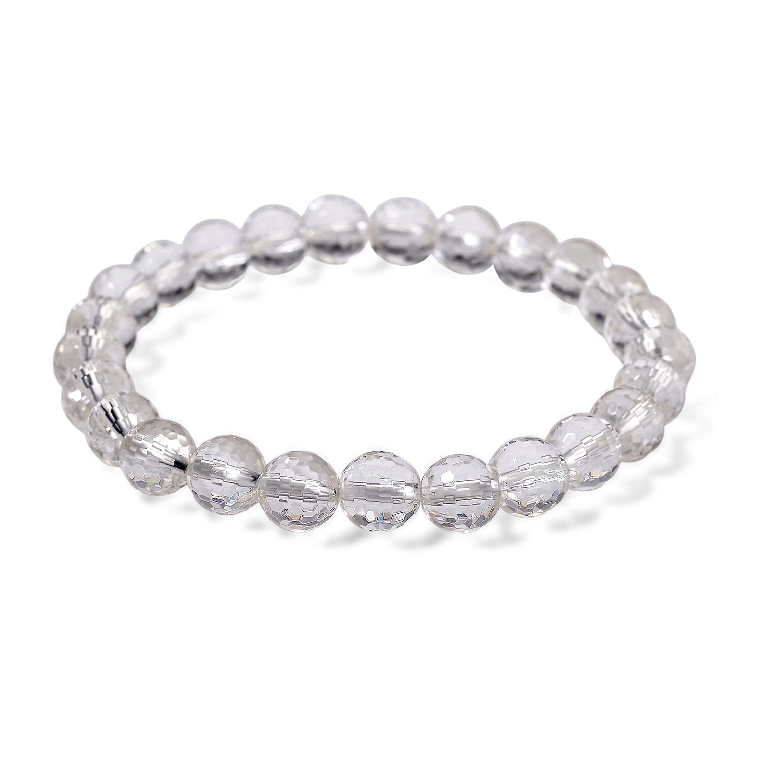 White Crystal Quartz Stone Bracelet (Size - 7.5 Stretchable) 100.00 Ct.