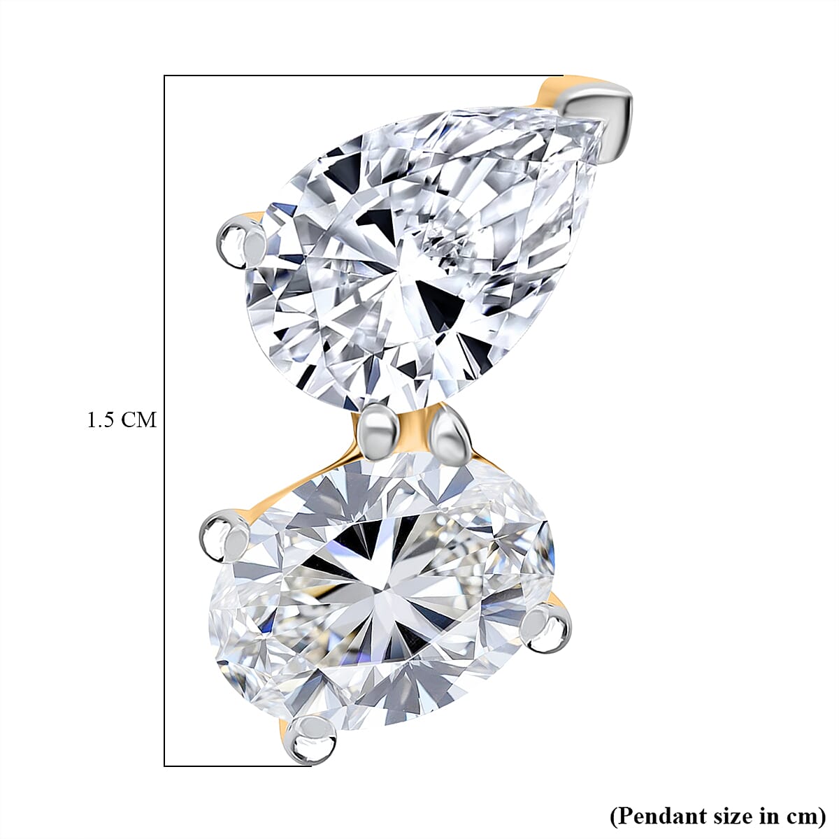 Luxuriant - 9K Yellow Gold SGL Certified (VS-EF) Lab Grown Diamond Oval & Pear Pendant 2.04 Ct.