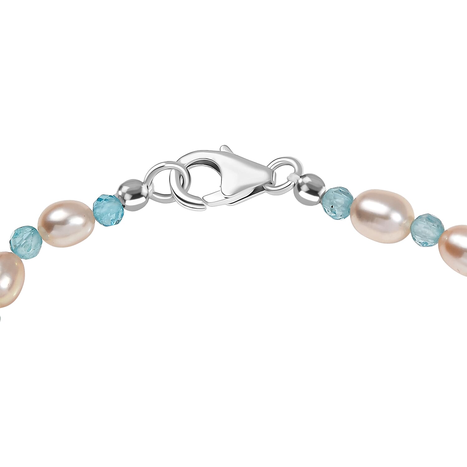 GP Sea Life Collection - White Zircon & Multi Gemstones Beads Bracelet (Size - 7.5) in Rhodium Overlay Sterling Silver 20.02 Ct.