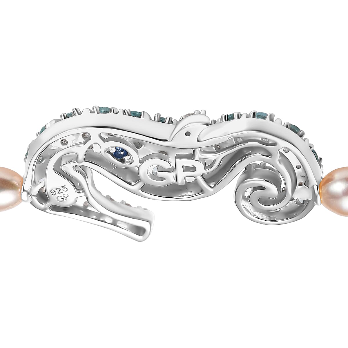 GP Sea Life Collection - White Zircon & Multi Gemstones Beads Bracelet (Size - 7.5) in Rhodium Overlay Sterling Silver 20.02 Ct.