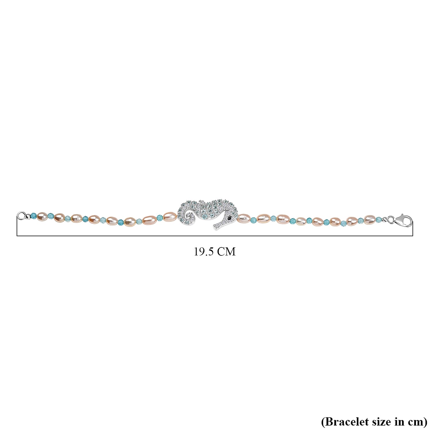 GP Sea Life Collection - White Zircon & Multi Gemstones Beads Bracelet (Size - 7.5) in Rhodium Overlay Sterling Silver 20.02 Ct.