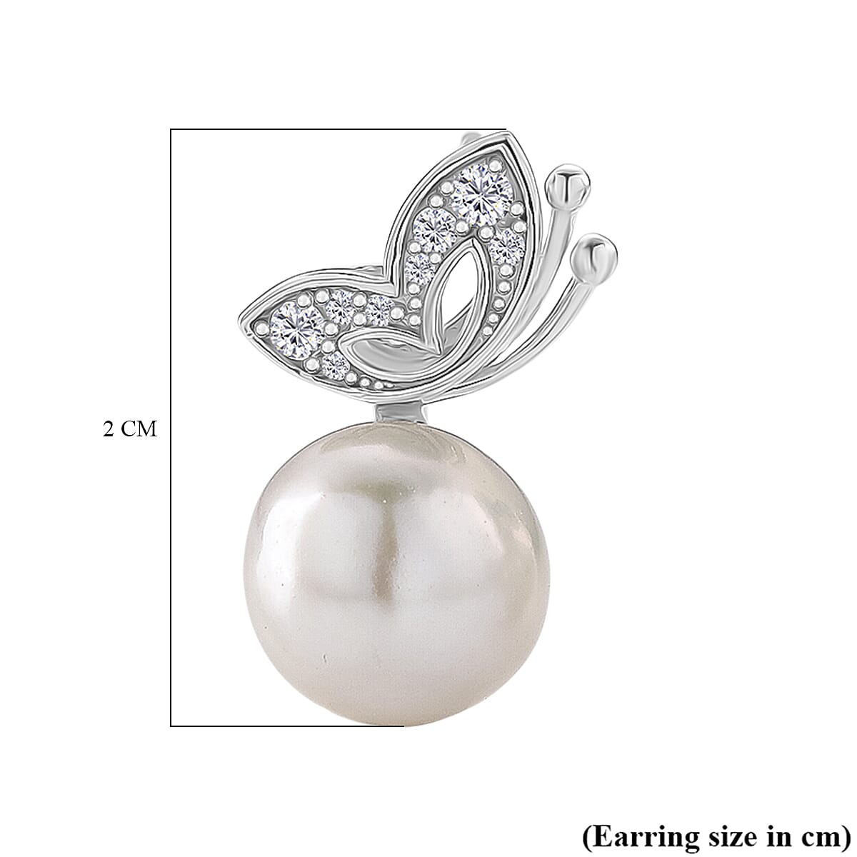 GP Italian Garden Collection - White Edison Pearl, White Topaz &  Kanchanaburi Blue Sapphire Stud Earring in Rhodium Overlay Sterling Silver 1.73 Ct.