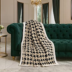 Pre Season Special Offer - Livmore Double Layer Sherpa Blanket - Black & Cream (200x150cm)