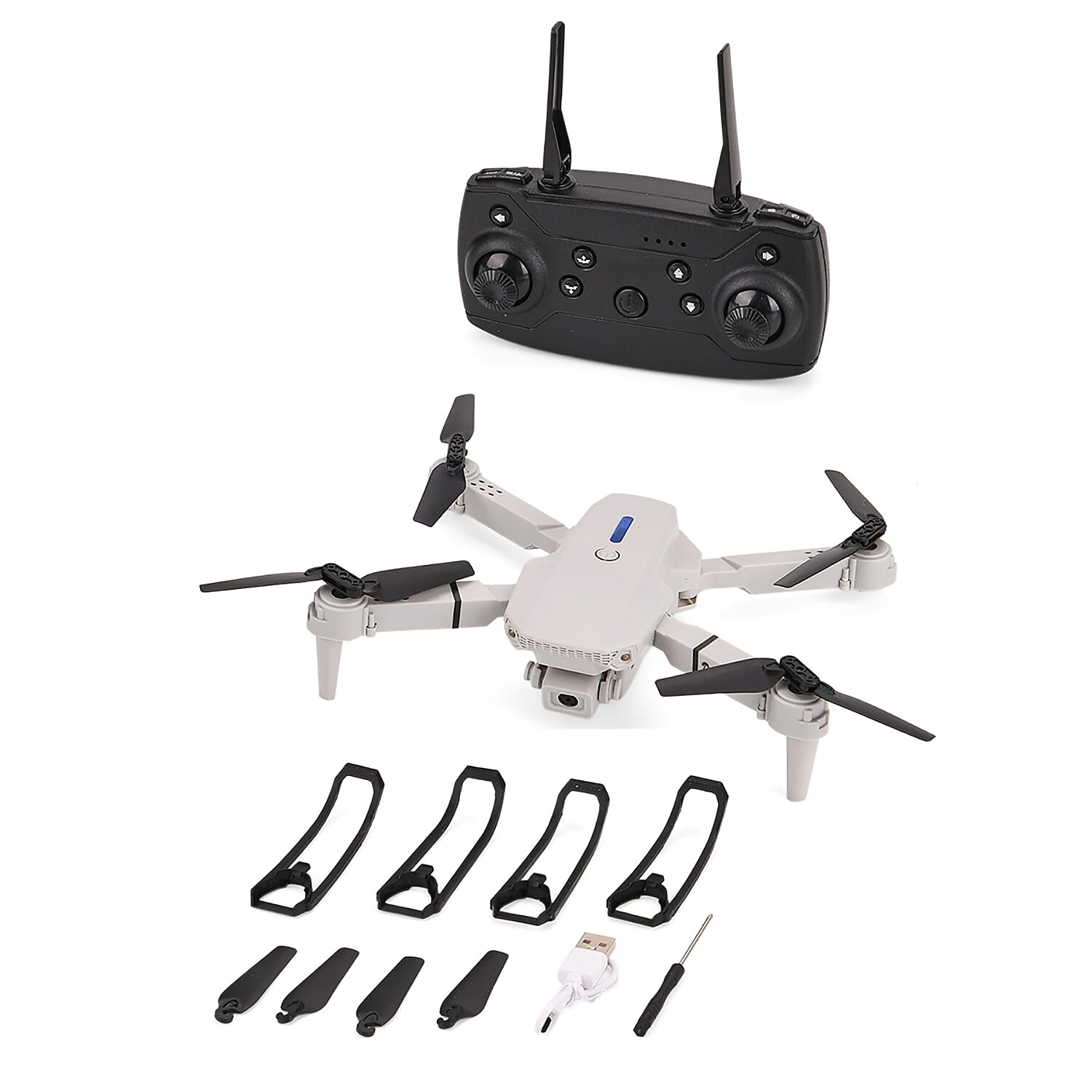 Remote Control Foldable Drone with Double Camera - Grey