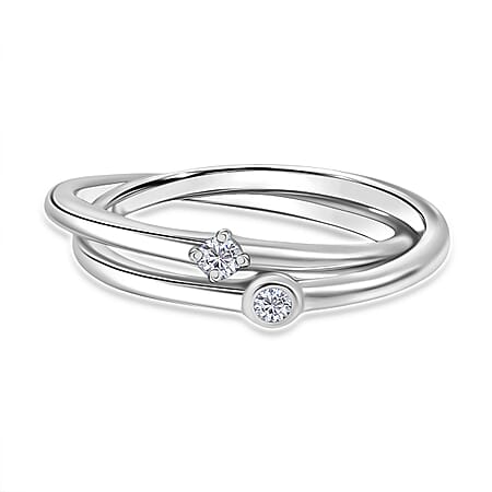 LUXURIANT Lab Grown Diamond Intertwined Ring in Sterling Silver (SI-G-H)