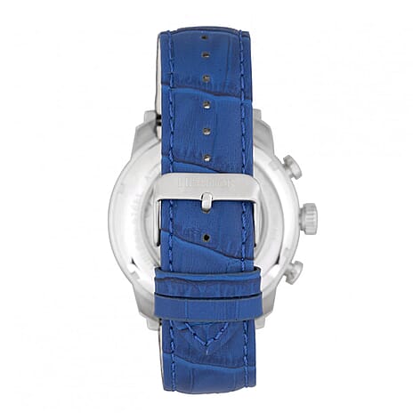 HERITOR ARTHUR Automatic Movt. 5ATM WR Blue Dial - Silver Case Mens Watch with Blue Leather Strap
