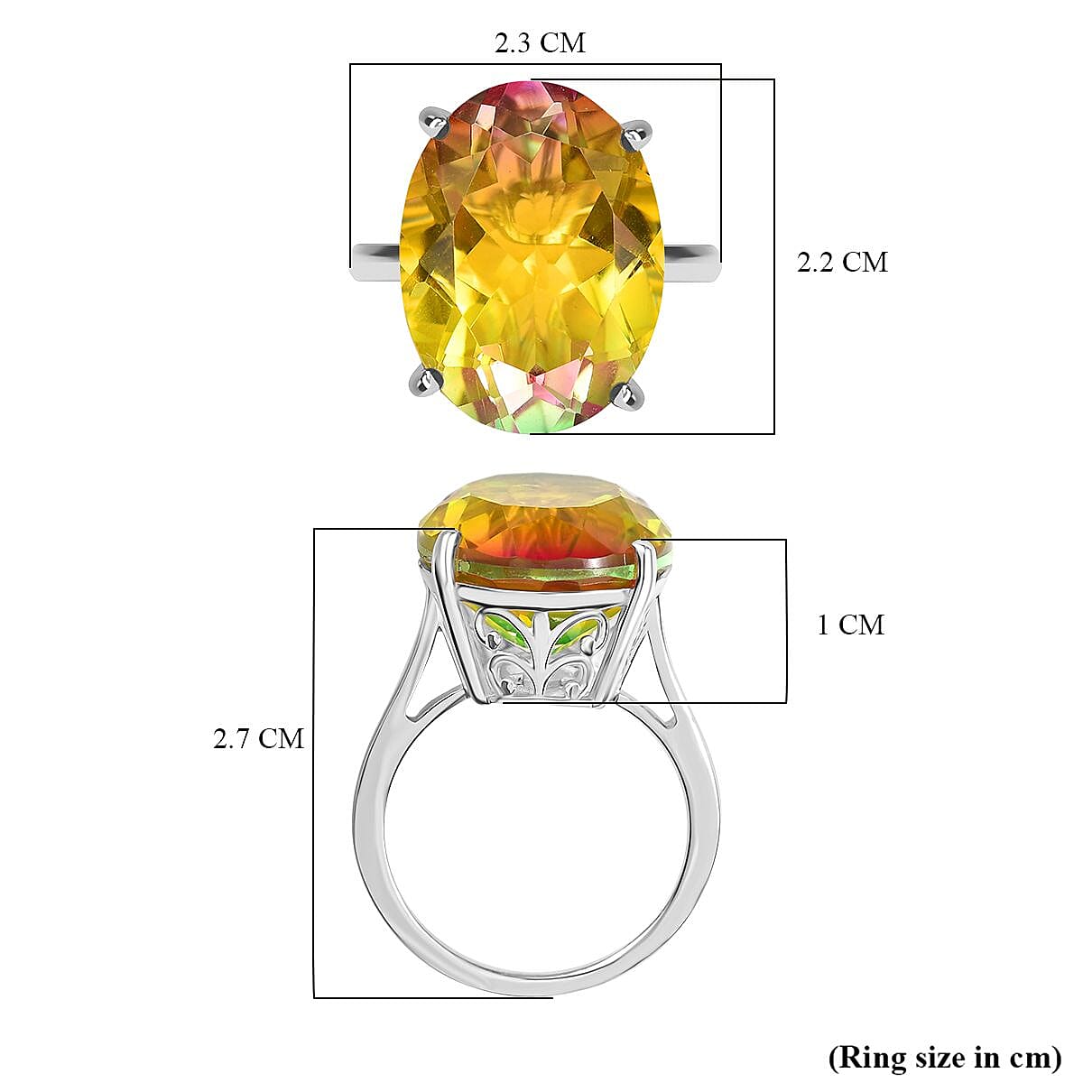 D'joy Rainbow Genesis Quartz Solitaire Sunbeam Oasis Ring in Rhodium Overlay Sterling Silver 18.12 Ct. D'joy Rainbow Genesis Quartz Solitaire Sunbeam Oasis Ring in Rhodium Overlay Sterling Silver 18.12 Ct.