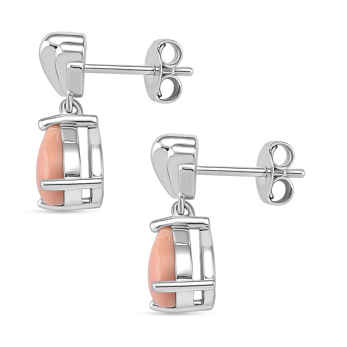 Queen Conch Shell Solitaire Stud Push Post Earring in Rhodium Overlay Sterling Silver 1.84 Ct.