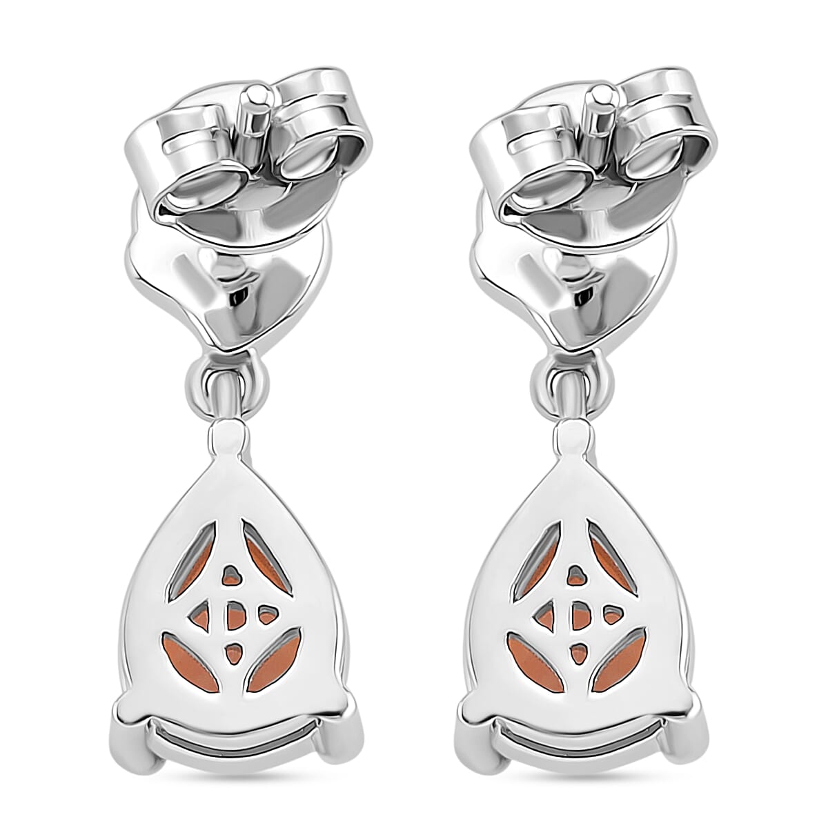 Queen Conch Shell Solitaire Stud Push Post Earring in Rhodium Overlay Sterling Silver 1.84 Ct.