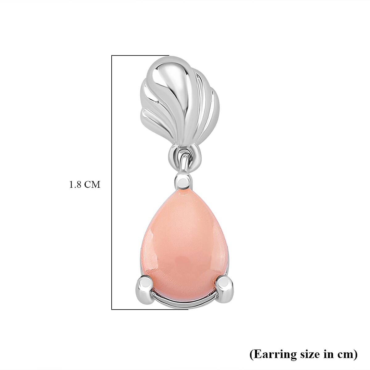 Queen Conch Shell Solitaire Stud Push Post Earring in Rhodium Overlay Sterling Silver 1.84 Ct.