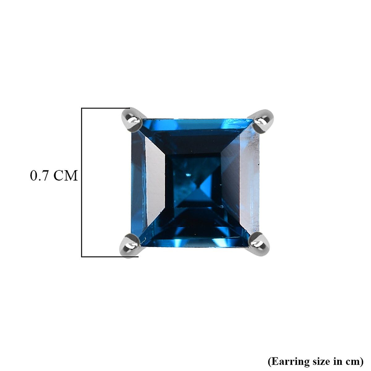 London Blue Topaz Solitaire Stud Push Post Earring in Rhodium Overlay Sterling Silver 2.80 Ct. London Blue Topaz Solitaire Stud Push Post Earring in Rhodium Overlay Sterling Silver 2.80 Ct.