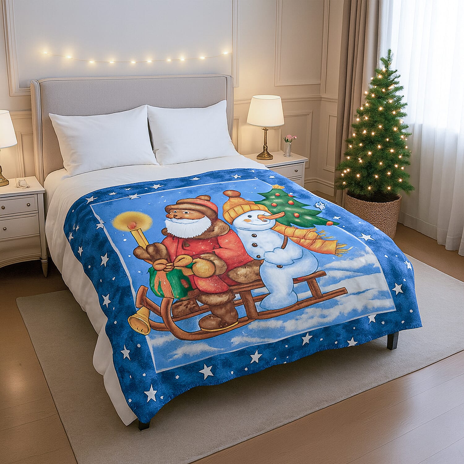 Santa Digital Printed Cozy Fleece Blanket
