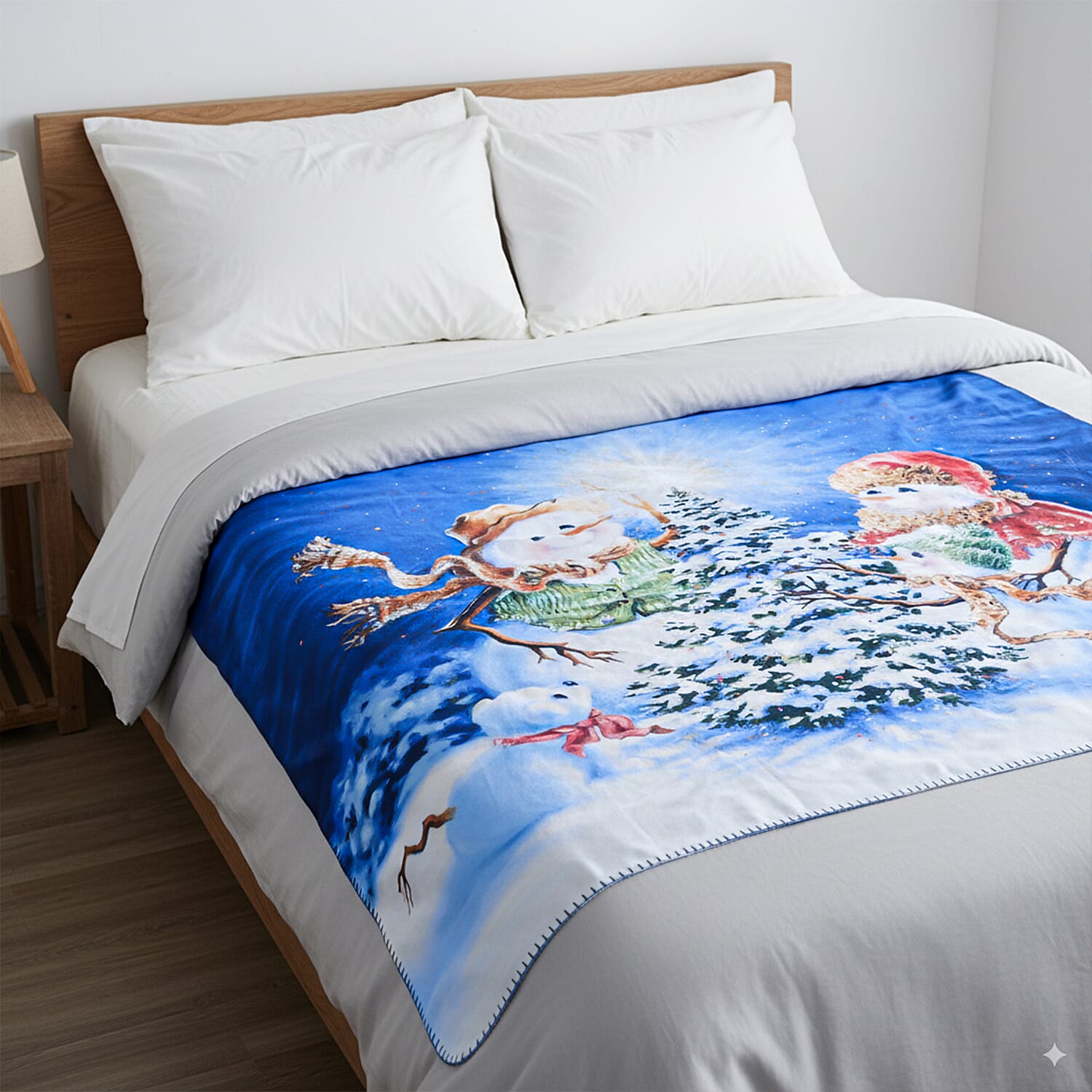 Christmas Tree Digital Printed Cozy Fleece 220 GSM Blanket (130x170cm)