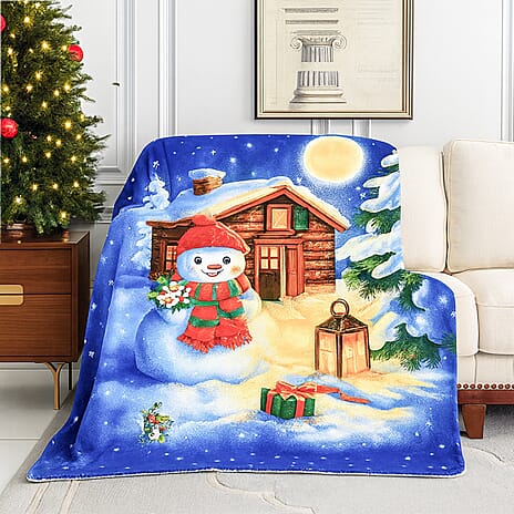 Snowman Digital Printed Cozy Fleece 220 GSM Blanket (130 x170cm)
