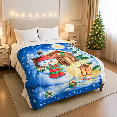 Snowman Digital Printed Cozy Fleece 220 GSM Blanket (130 x170cm)