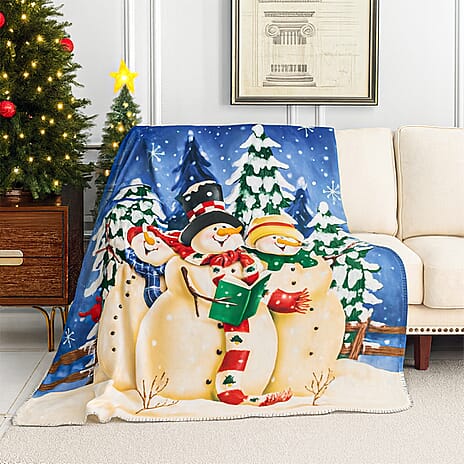 Snowy Christmas Digital Printed Cozy Fleece 220 GSM Blanket (130 x170cm)