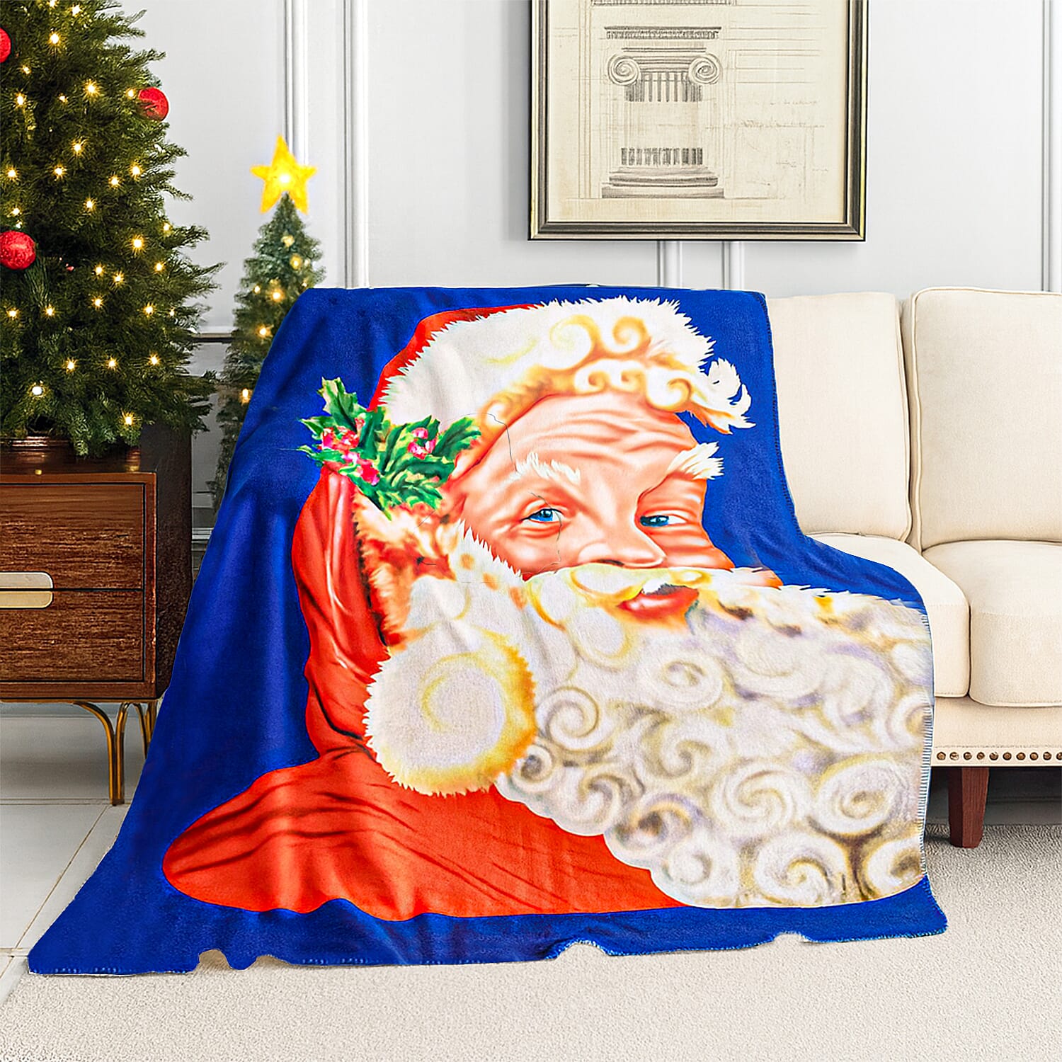 Santa Claus Digital Printed Cozy Fleece 220 GSM Blanket (130x170cm)