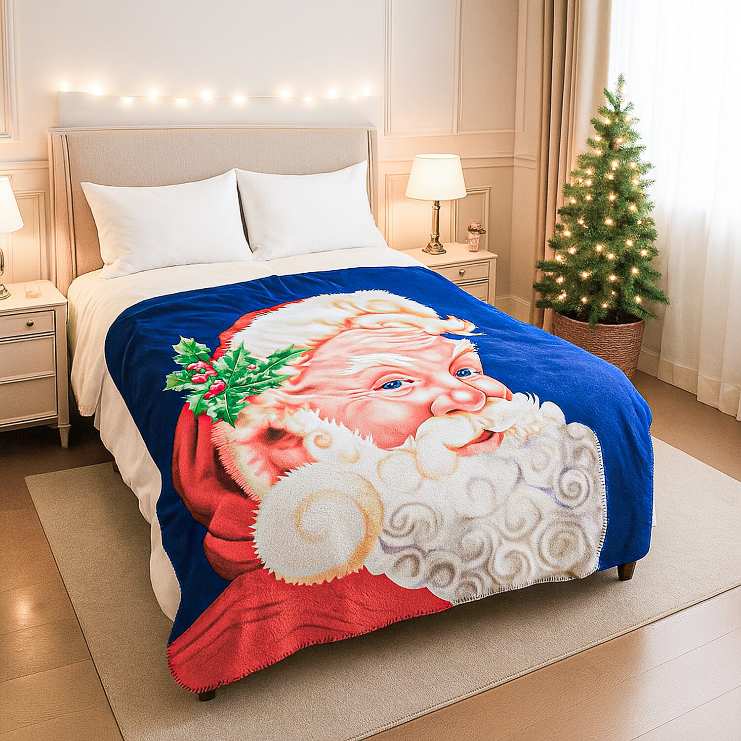 Santa Claus Digital Printed Cozy Fleece 220 GSM Blanket (130x170cm)