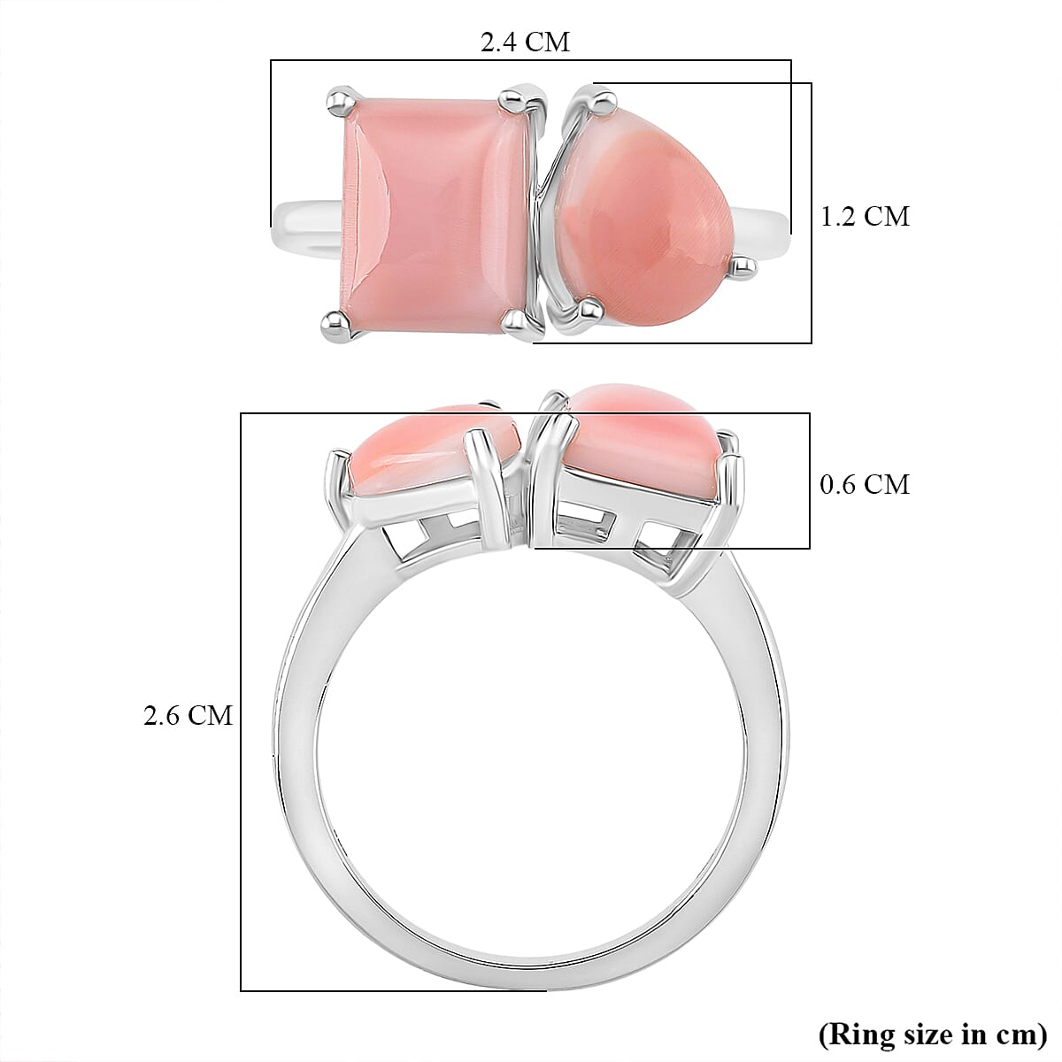 Queen Conch Shell Toit Et Moi Ring in Rhodium Overlay Sterling Silver 4.90 Ct.