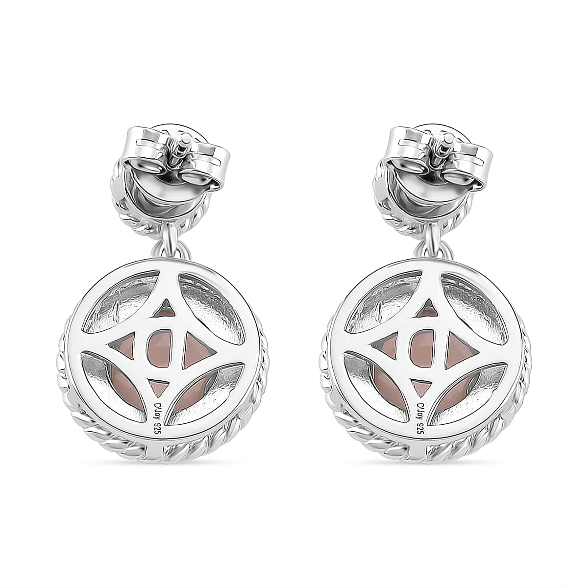 Queen Conch Shell & Mother Of Pearl Earring with Push Back in Rhodium Overlay Sterling Silver 4.42 Ct.