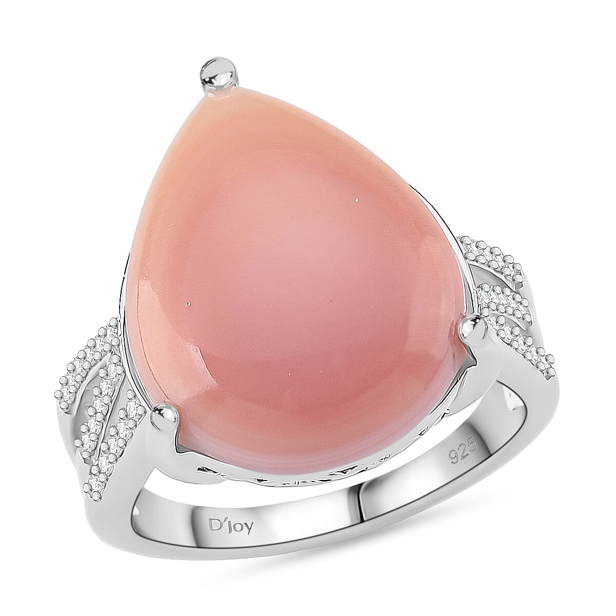 Queen Conch Shell & Moissanite Ring in Rhodium Overlay Sterling Silver 10.77 Ct.