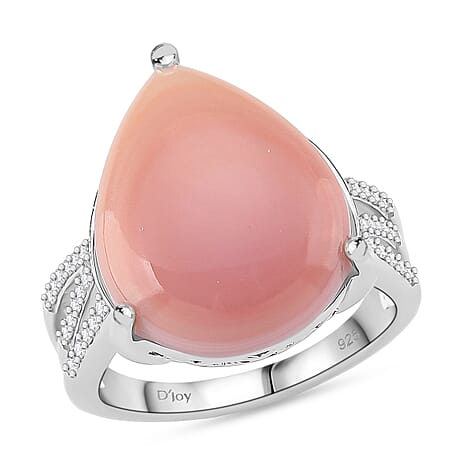Queen Conch Shell & Moissanite Ring in Rhodium Overlay Sterling Silver 10.77 Ct.