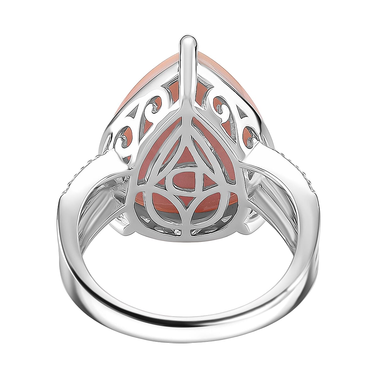 Queen Conch Shell & Moissanite Ring in Rhodium Overlay Sterling Silver 10.77 Ct.