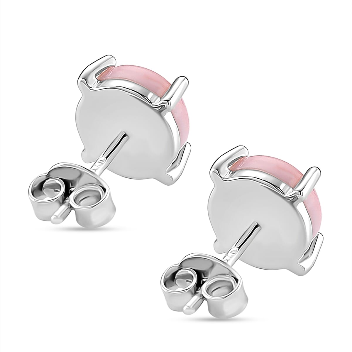 Queen Conch Shell Solitaire Stud Push Post Earring in Rhodium Overlay Sterling Silver 3.80 Ct. Queen Conch Shell Solitaire Stud Push Post Earring in Rhodium Overlay Sterling Silver 3.80 Ct.