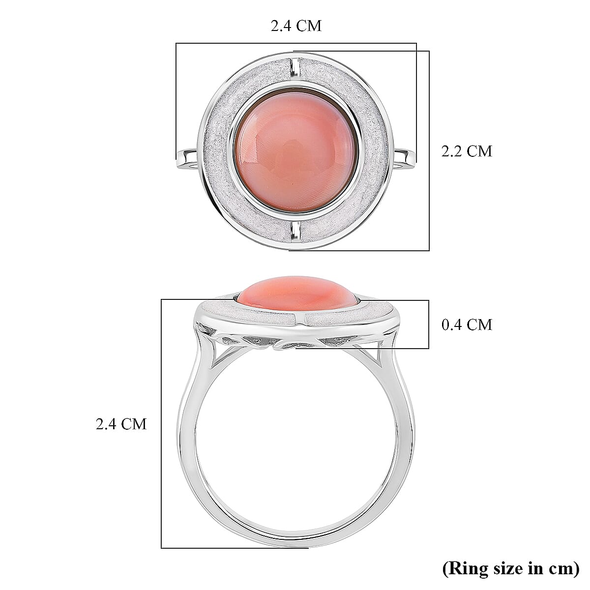 Queen Conch Shell Ring in Rhodium Overlay Sterling Silver 4.50 Ct. Queen Conch Shell Ring in Rhodium Overlay Sterling Silver 4.50 Ct.