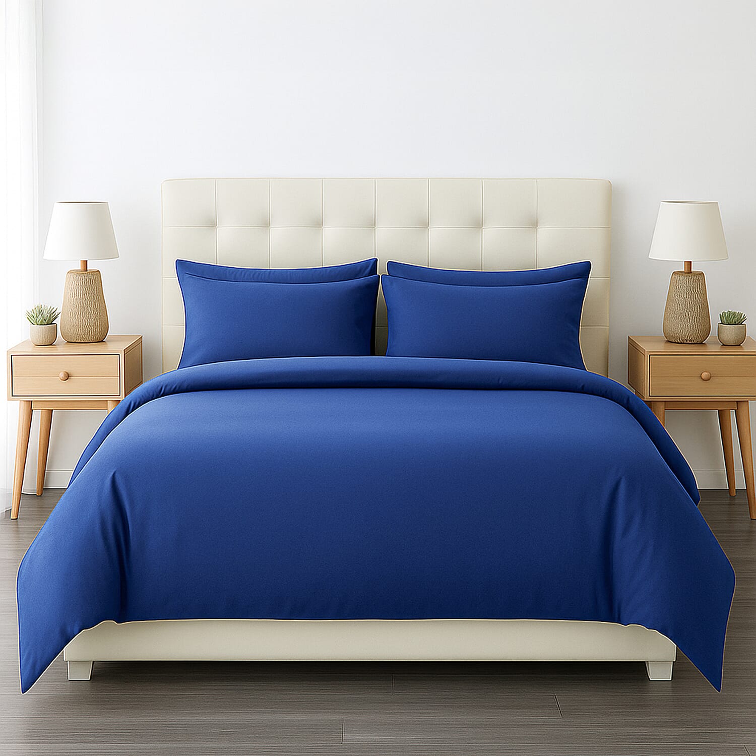 6 Piece Cotton Duvet Cover Set - Inc. 1 Duvet Cover, 1 Fitted Sheet with 2 Housewife and 2 Oxford Pillowcases