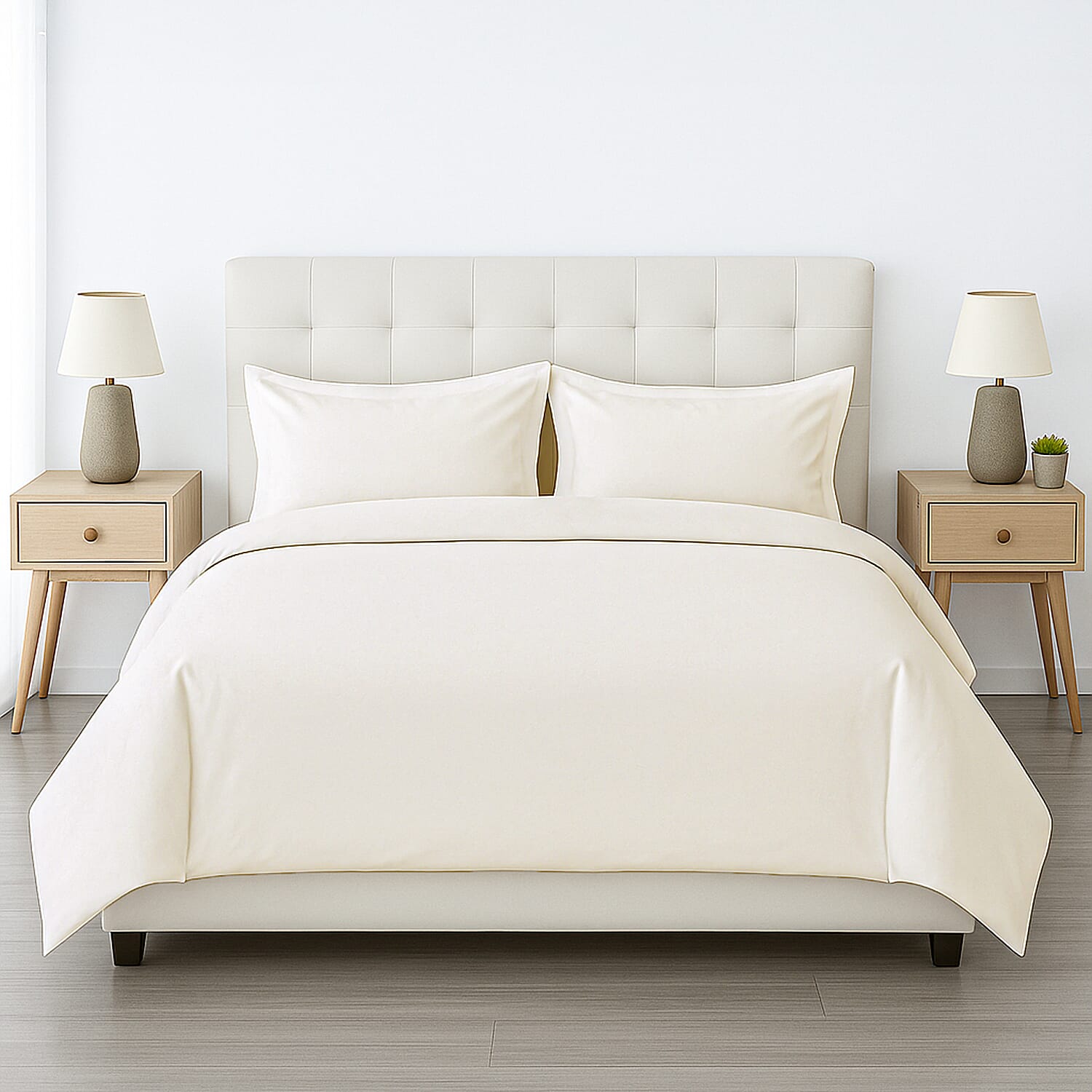 6 Piece Cotton Duvet Cover Set - Inc. 1 Duvet Cover, 1 Fitted Sheet with 2 Housewife and 2 Oxford Pillowcases