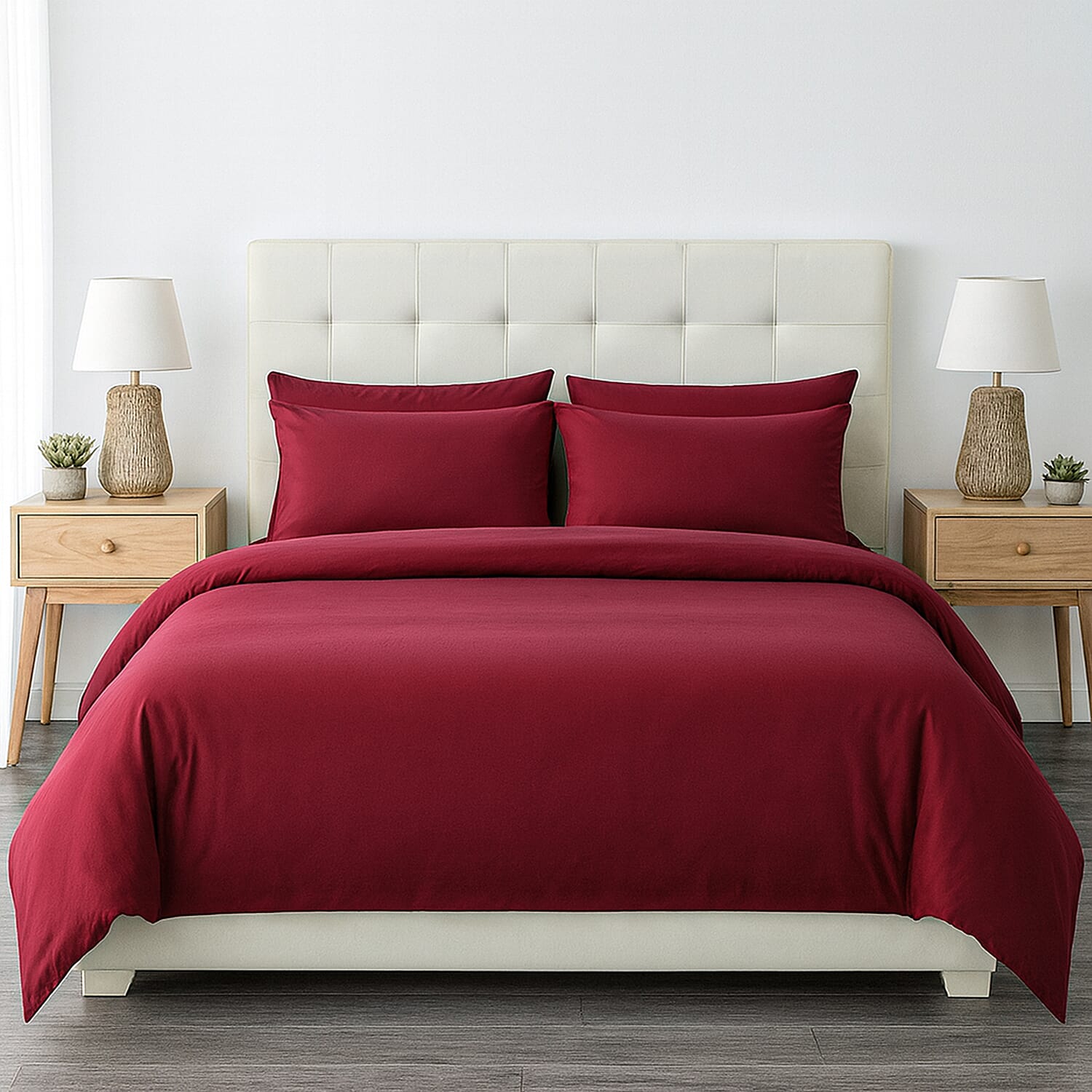 6 Piece Cotton Duvet Cover Set - Inc. 1 Duvet Cover, 1 Fitted Sheet with 2 Housewife and 2 Oxford Pillowcases