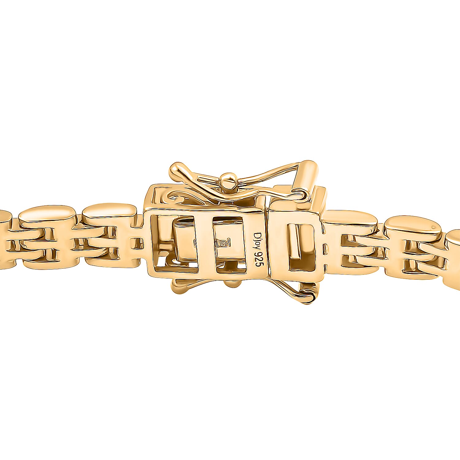 Designer Inspired - Premium Emerald Bracelet (Size - 7.5) with GB Lock Box in 18K Vermeil Yellow Gold Sterling Silver, Silver Wt. 23 Gms.