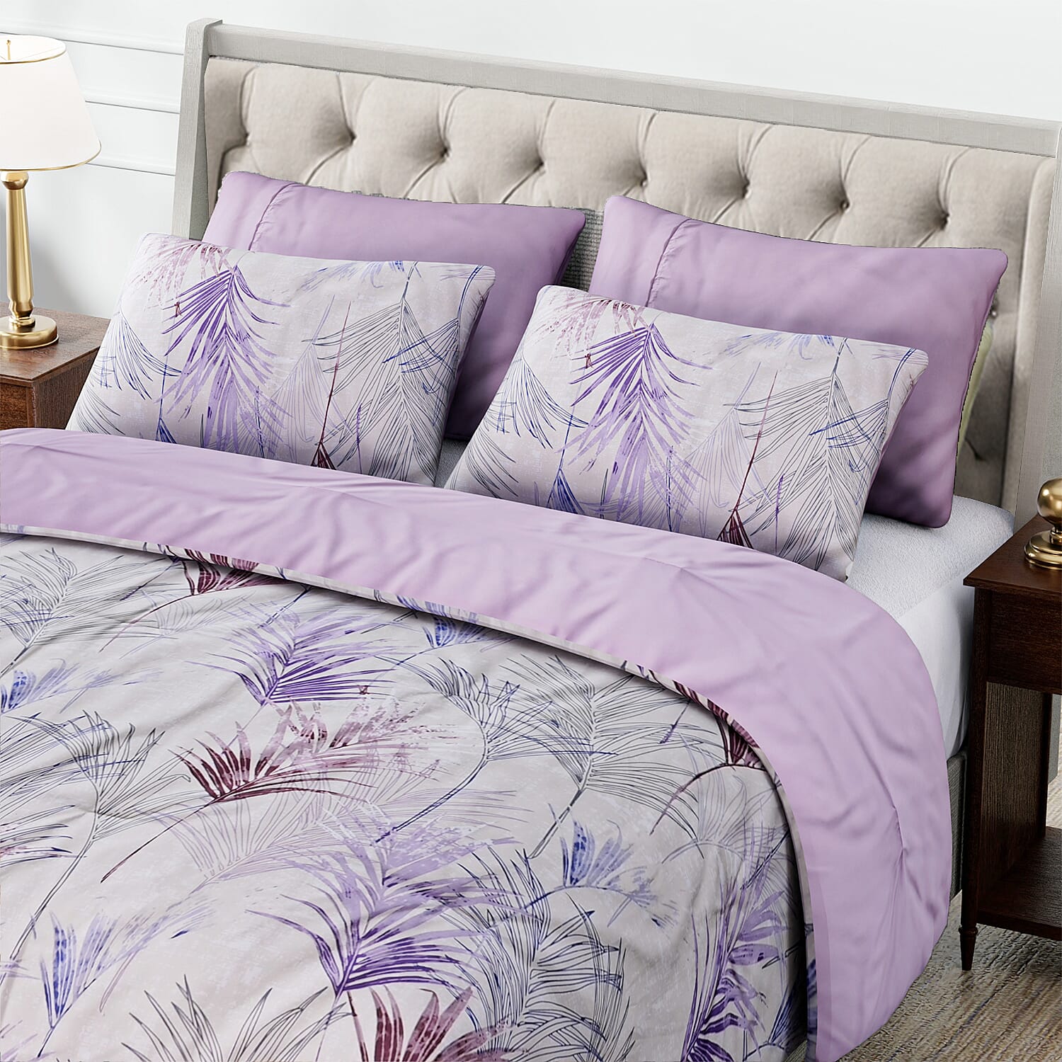 Homesmart 3 Piece Floral & Leaf Print Comforter Set Inc. 1 Comforter & 2 Pillowcases