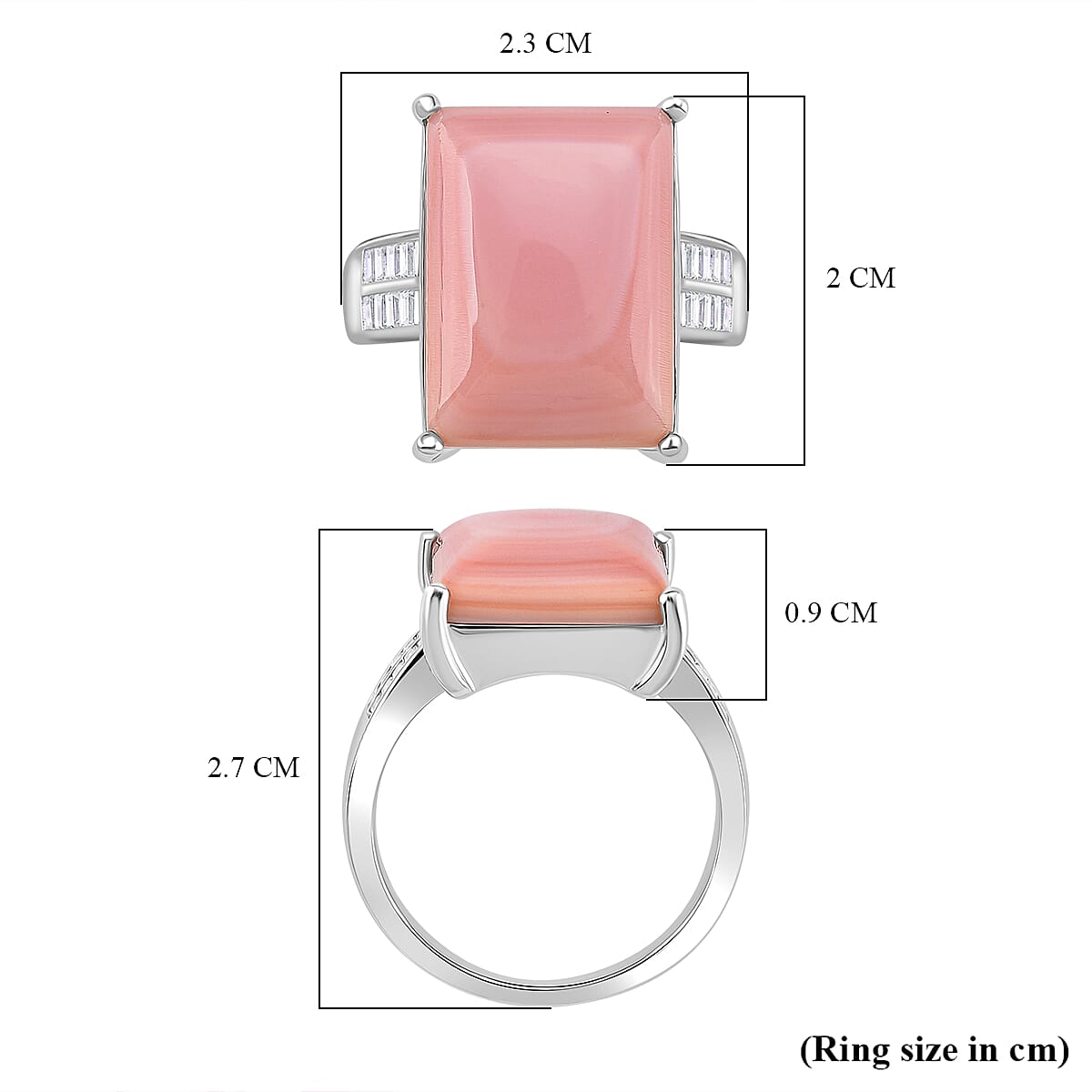 Queen Conch Shell & Moissanite Solitaire Ring in Rhodium Overlay Sterling Silver 10.87 Ct, Silver Wt. 5.40 Gms. Queen Conch Shell & Moissanite Solitaire Ring in Rhodium Overlay Sterling Silver 10.87 Ct, Silver Wt. 5.40 Gms.