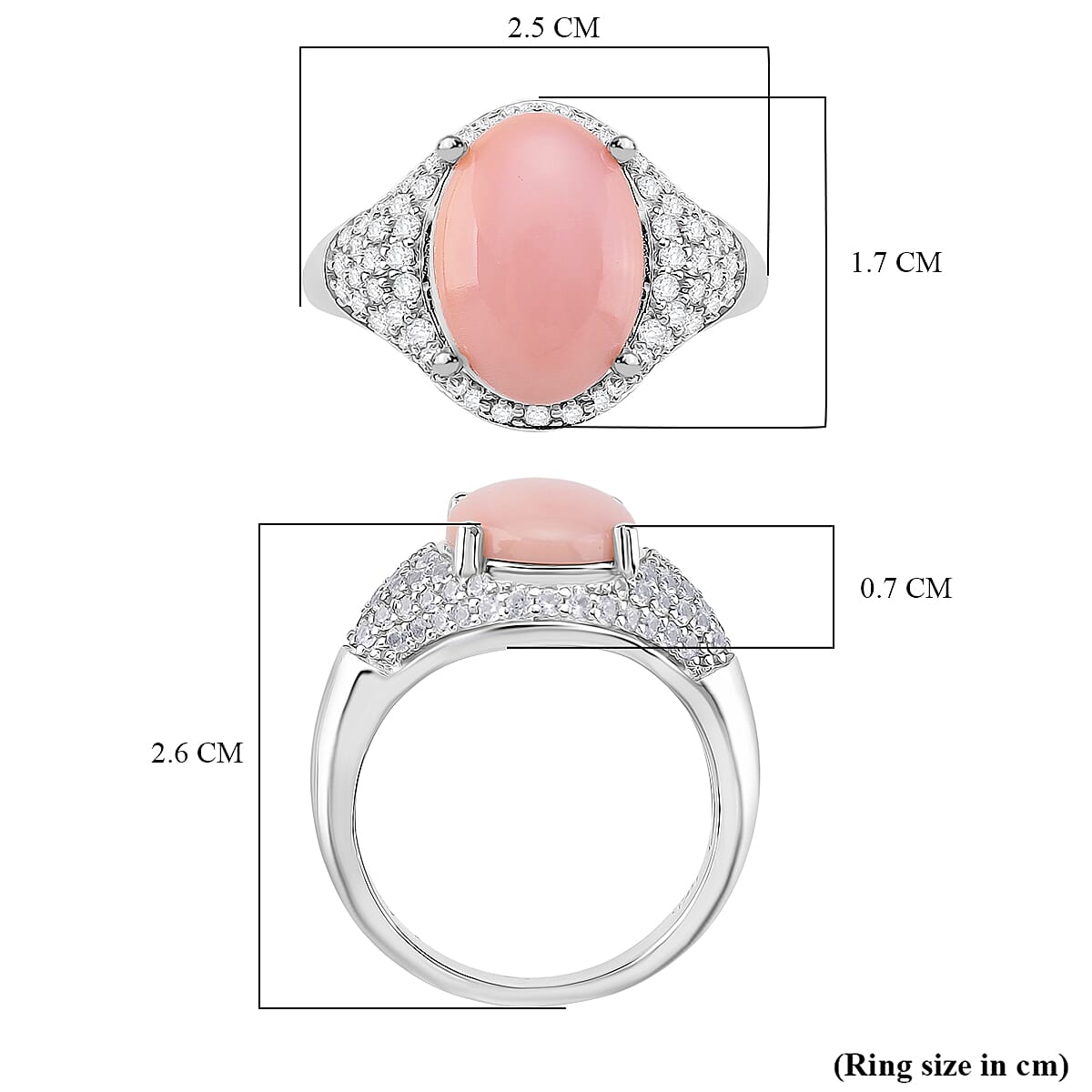 Queen Conch Shell & White Zircon Ring in Rhodium Overlay Sterling Silver 5.80 Ct, Silver Wt. 5.40 Gms. Queen Conch Shell & White Zircon Ring in Rhodium Overlay Sterling Silver 5.80 Ct, Silver Wt. 5.40 Gms.