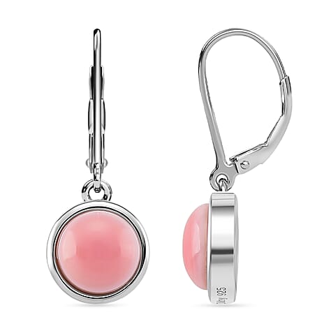 Queen Conch Shell Solitaire Lever Back Earring in Rhodium Overlay Sterling Silver 3.80 Ct.