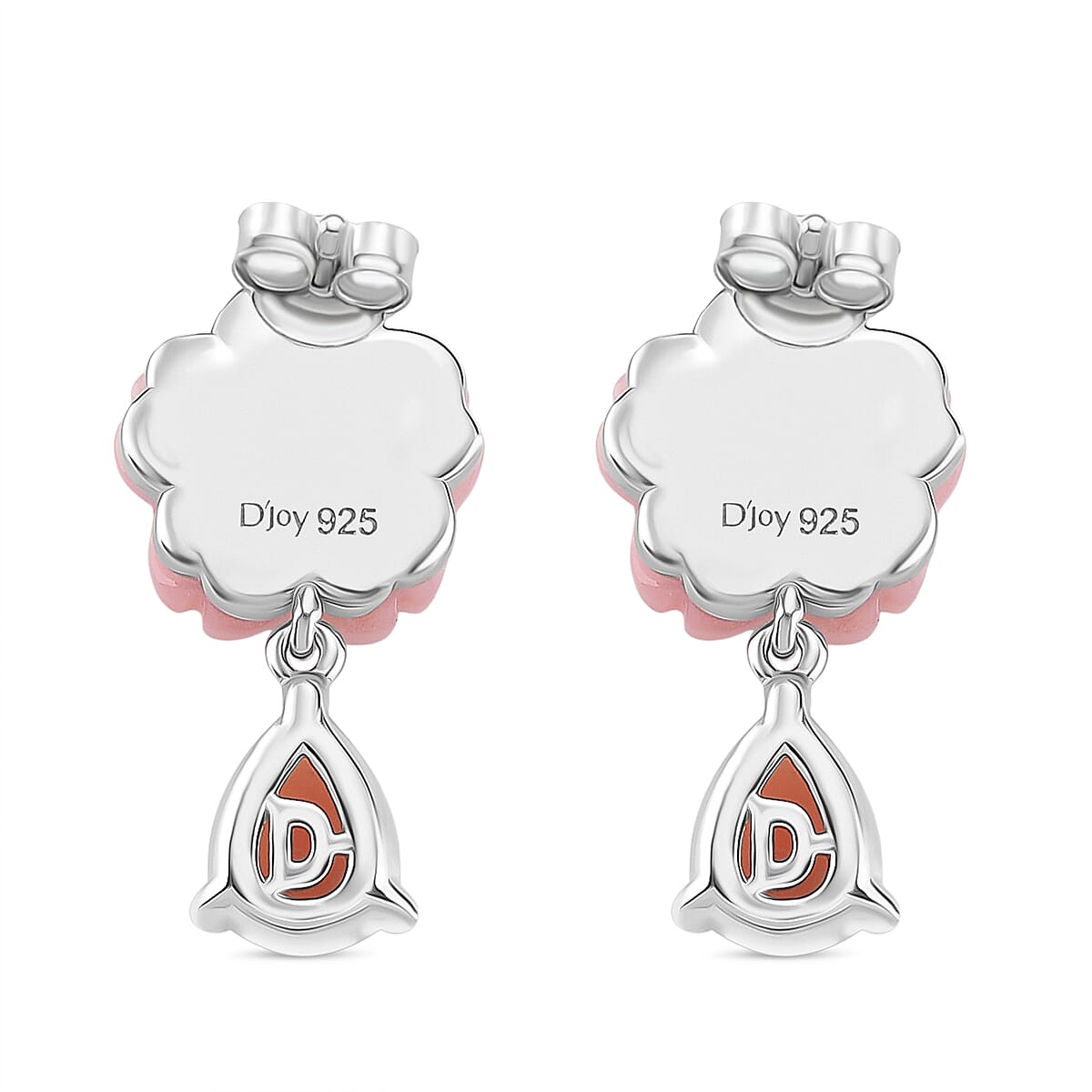 Queen Conch Shell & Moissanite Cluster Earring with Push Back in Rhodium Overlay Sterling Silver 8.27 Ct.