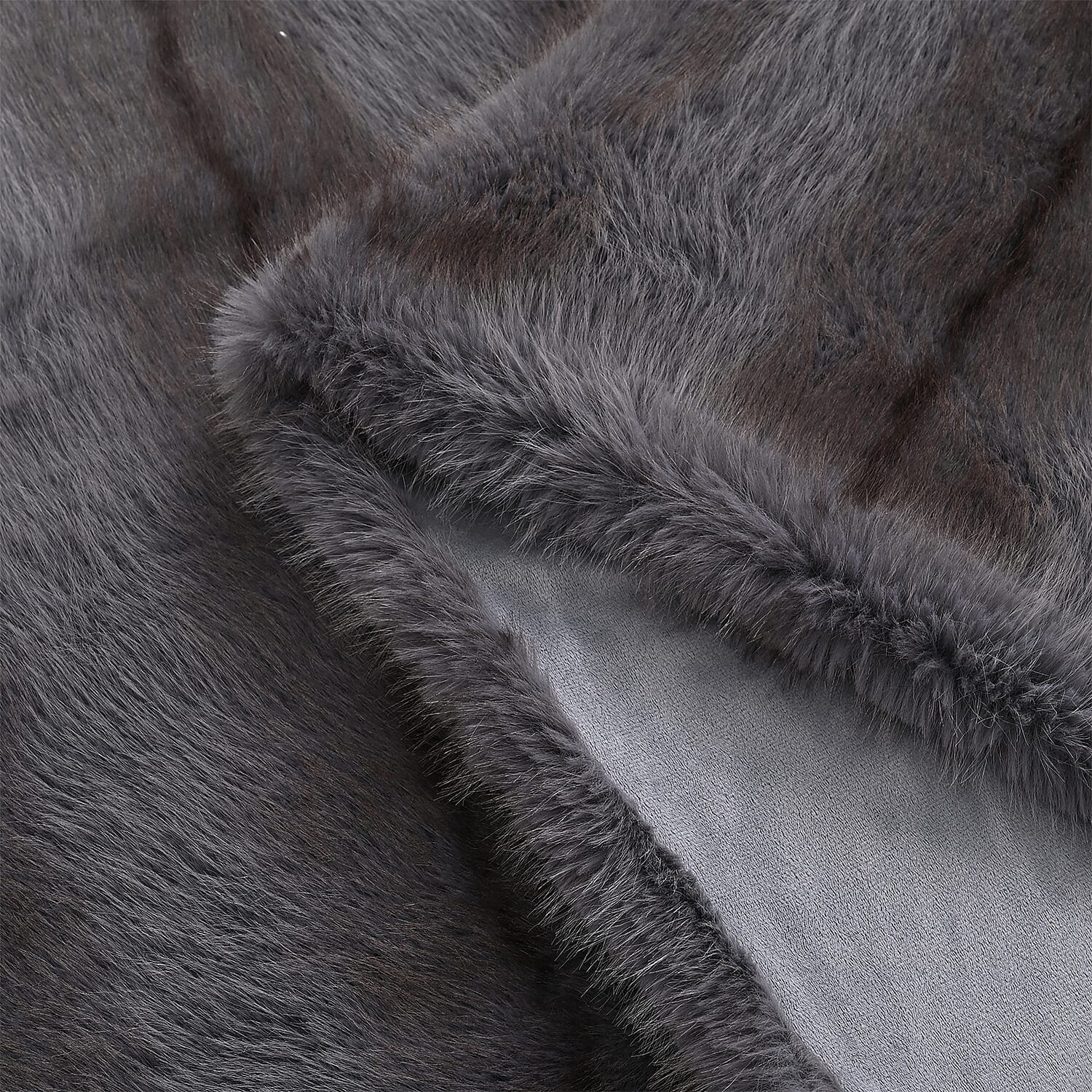 The Heaviest Weight Blanket at TJC - 1000 GSM Sumptuous Faux Rabbit Fur Double Layer Blanket With Thermal Lining Faux Mink Backing For Insulation (180x150 Cm) - Grey