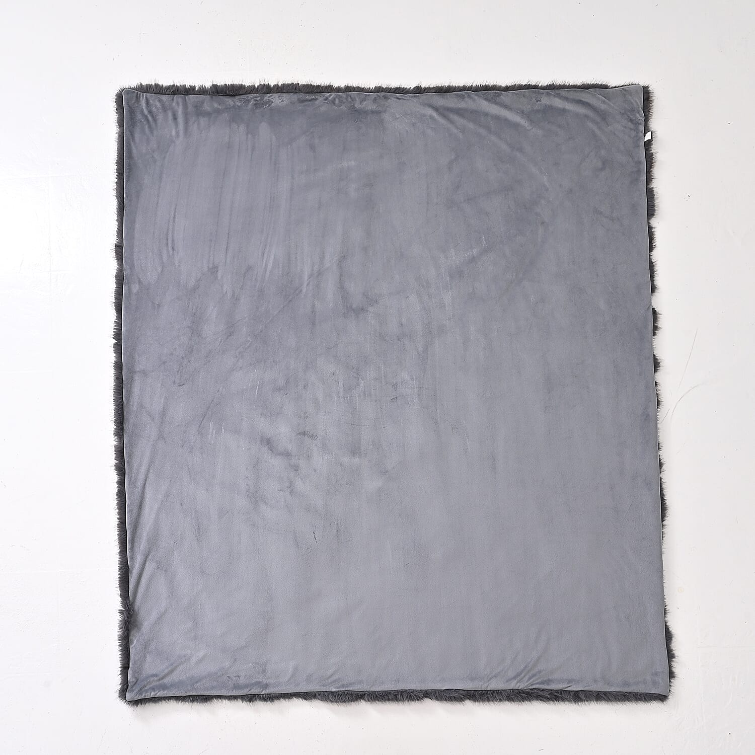 The Heaviest Weight Blanket at TJC - 1000 GSM Sumptuous Faux Rabbit Fur Double Layer Blanket With Thermal Lining Faux Mink Backing For Insulation (180x150 Cm) - Grey