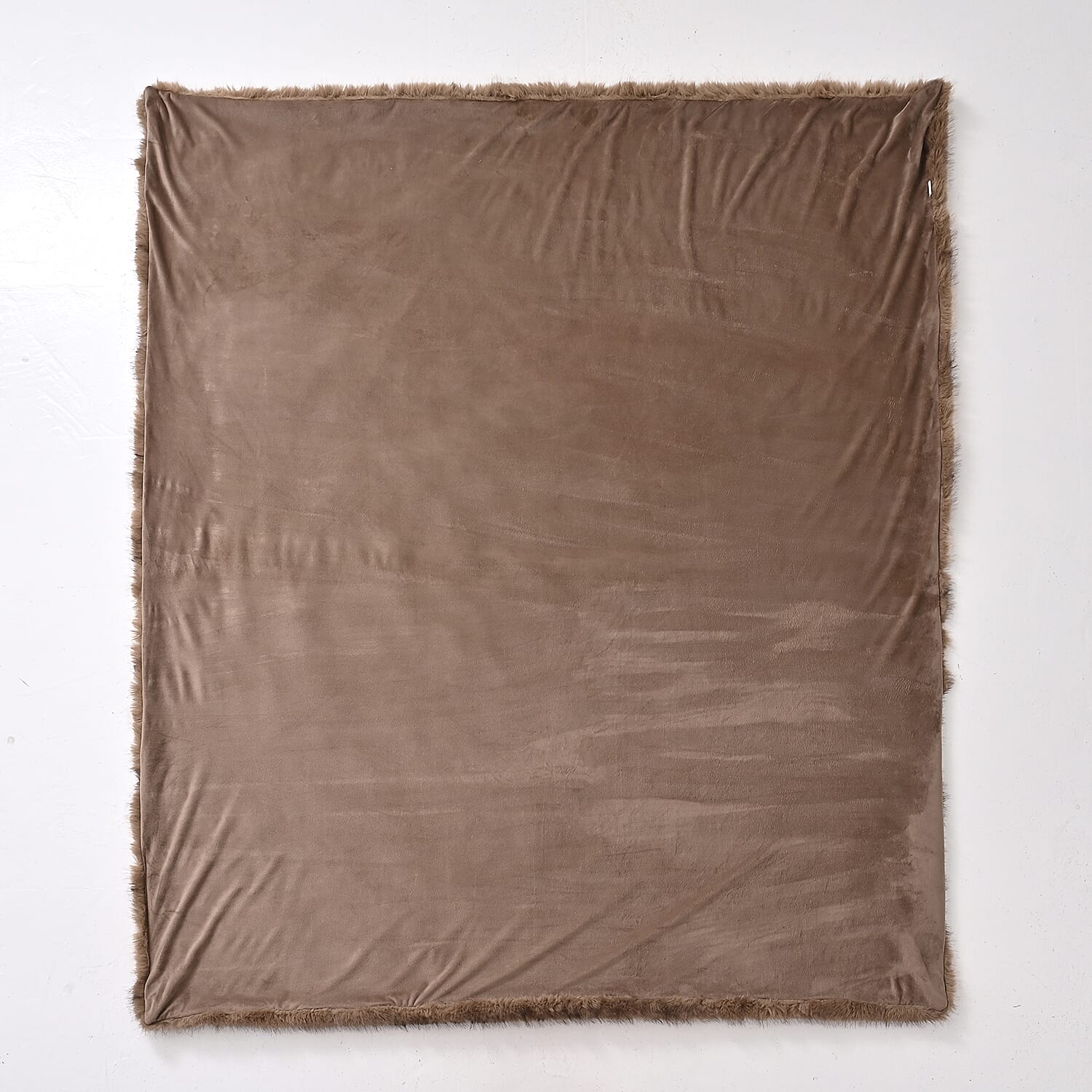 The Heaviest Weight Blanket at TJC - 1000 GSM Sumptuous Faux Rabbit Fur Double Layer Blanket With Thermal Lining Faux Mink Backing For Insulation (180x150 Cm) - Beige