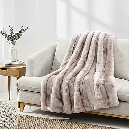 The Heaviest Weight Blanket at TJC - 1000 GSM Sumptuous Faux Rabbit Fur Double Layer Blanket With Thermal Lining Faux Mink Backing For Insulation (180x150 Cm) - White
