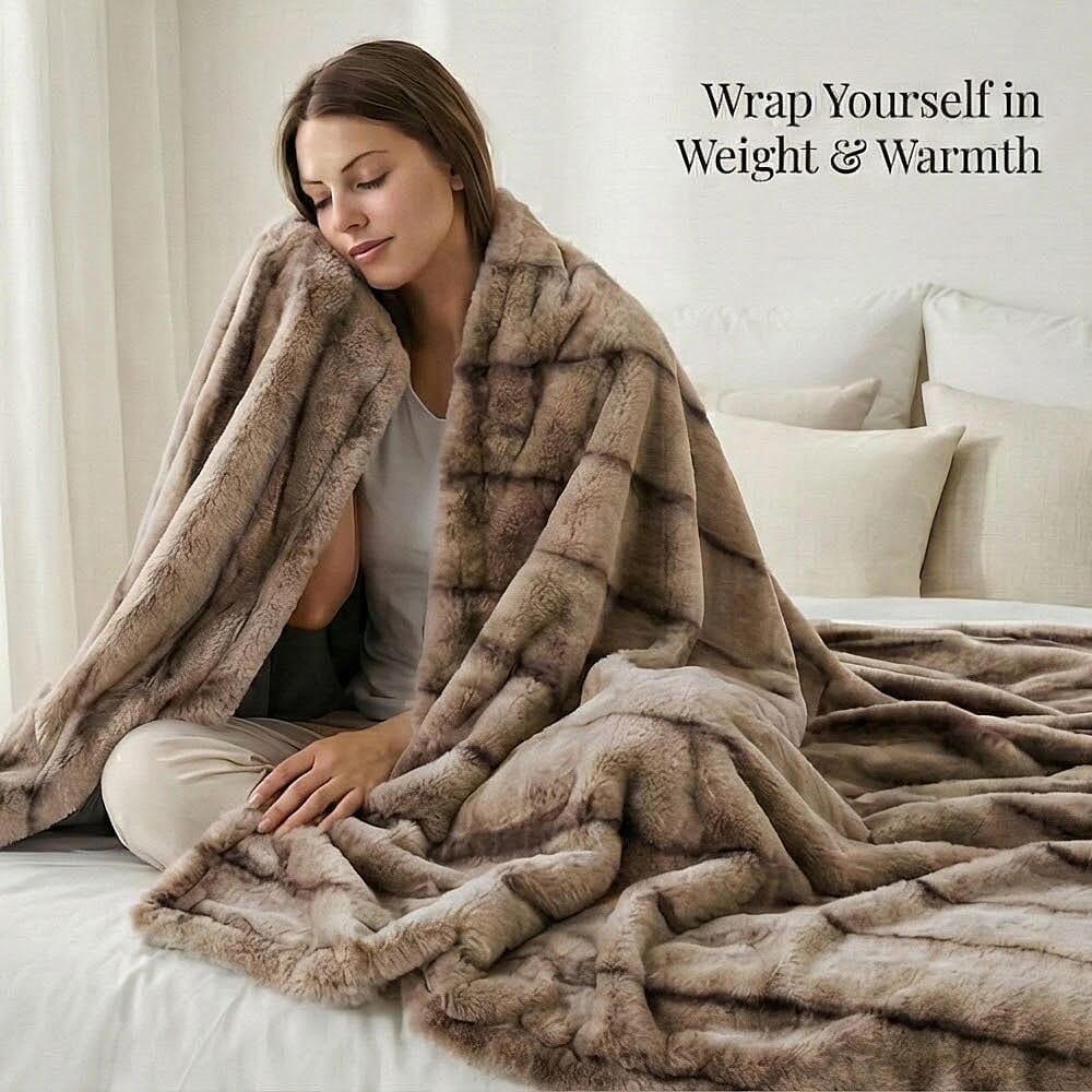 The Heaviest Weight Blanket at TJC - 1000 GSM Sumptuous Faux Rabbit Fur Double Layer Blanket With Thermal Lining Faux Mink Backing For Insulation (180x150 Cm) - White