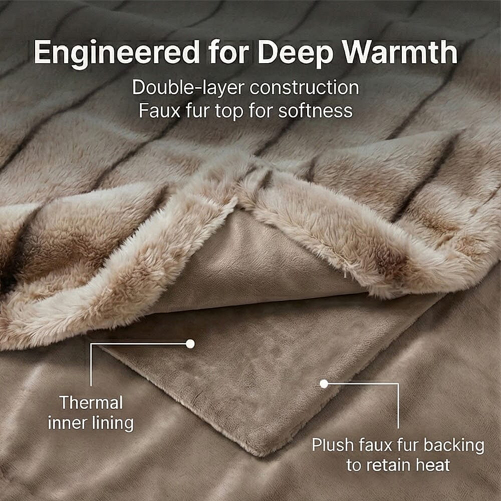 The Heaviest Weight Blanket at TJC - 1000 GSM Sumptuous Faux Rabbit Fur Double Layer Blanket With Thermal Lining Faux Mink Backing For Insulation (180x150 Cm) - White