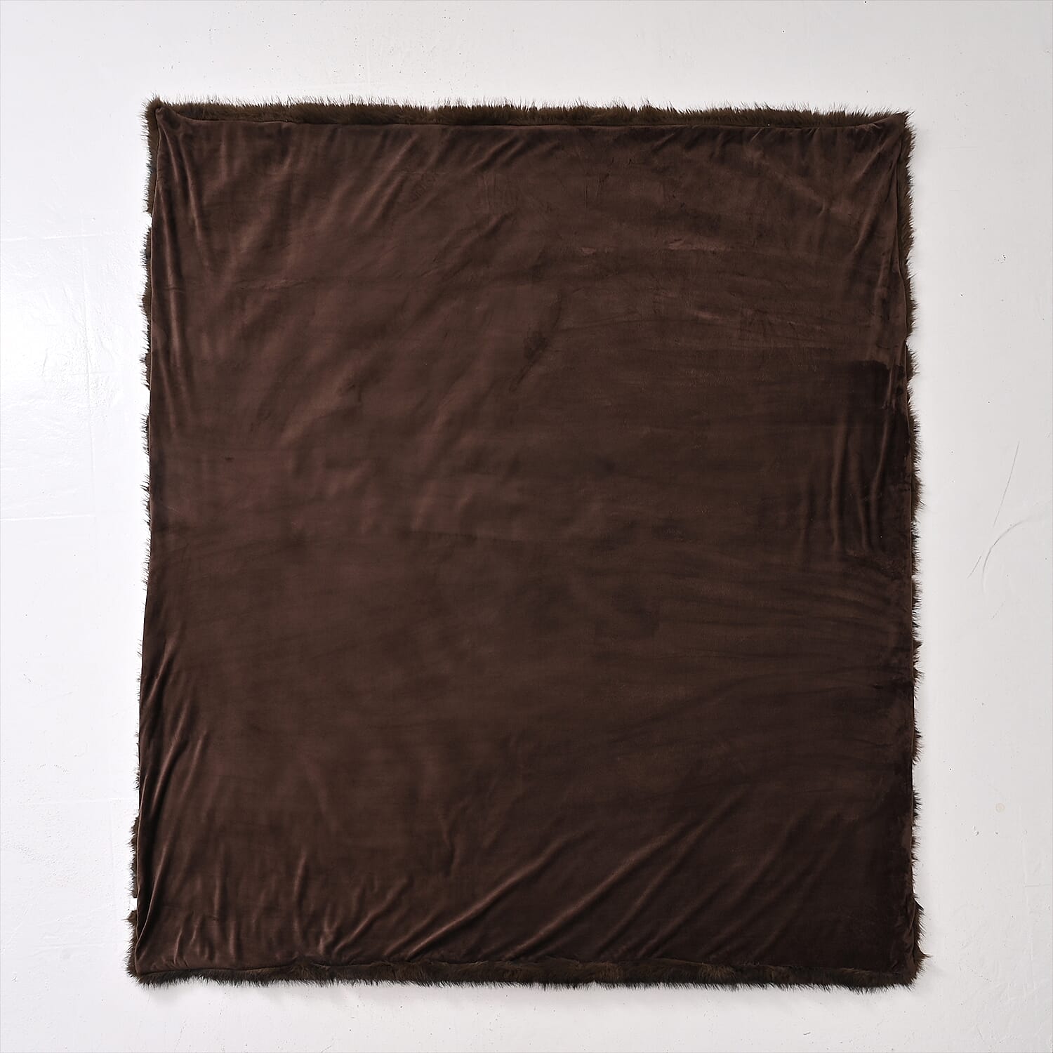 The Heaviest Weight Blanket at TJC - 1000 GSM Sumptuous Faux Rabbit Fur Double Layer Blanket With Thermal Lining Faux Mink Backing For Insulation (180x150 Cm) - Brown